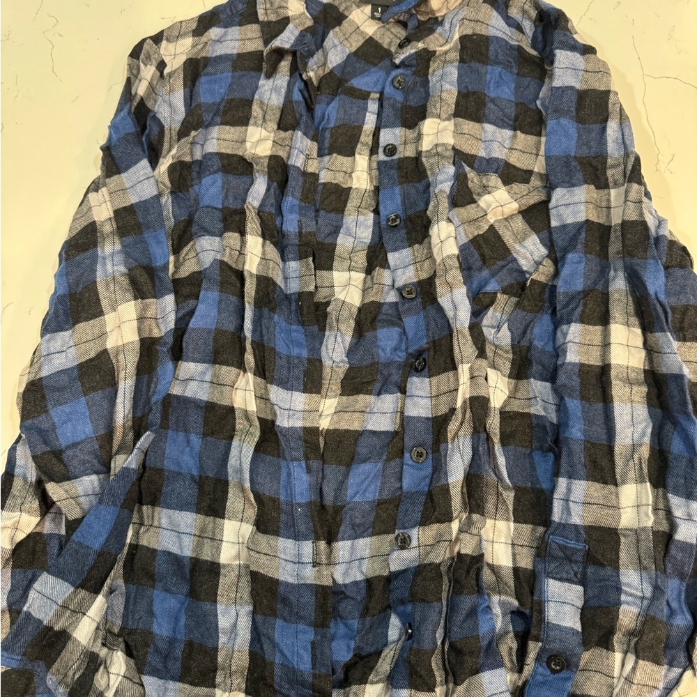 Torrid Blue and Black Checkered Shirt